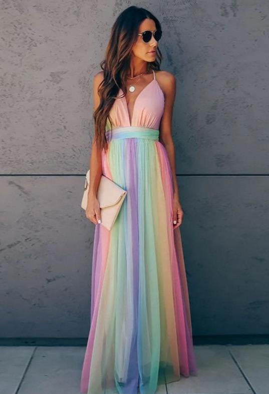 Robe longue arc-en-ciel