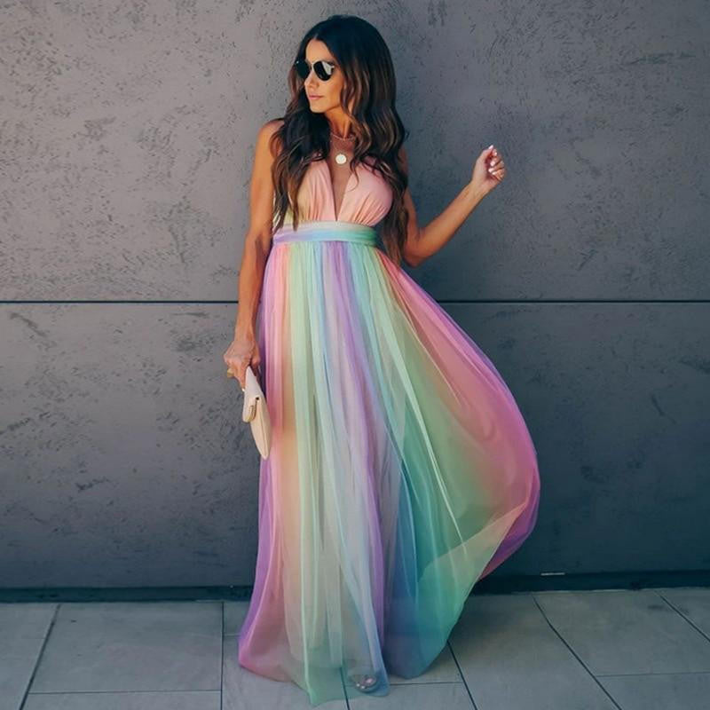 Robe longue arc-en-ciel