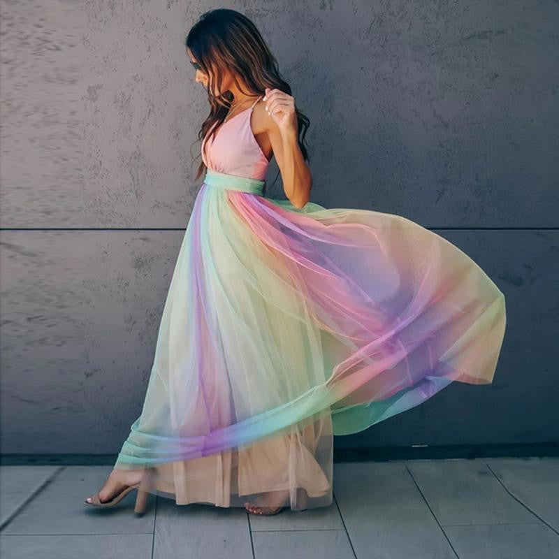 Robe longue arc-en-ciel