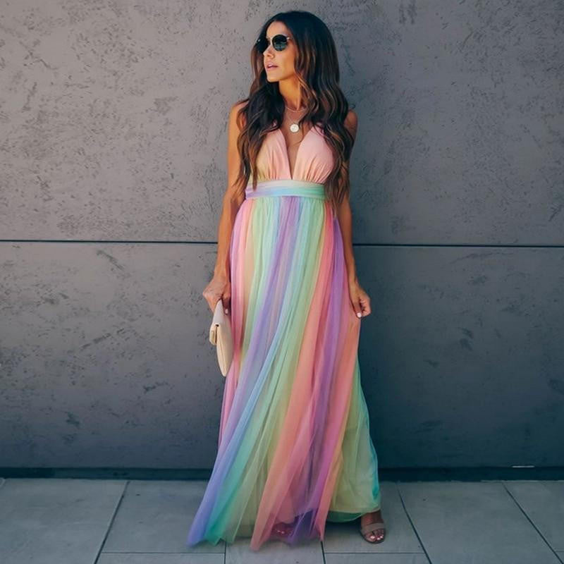 Robe longue arc-en-ciel
